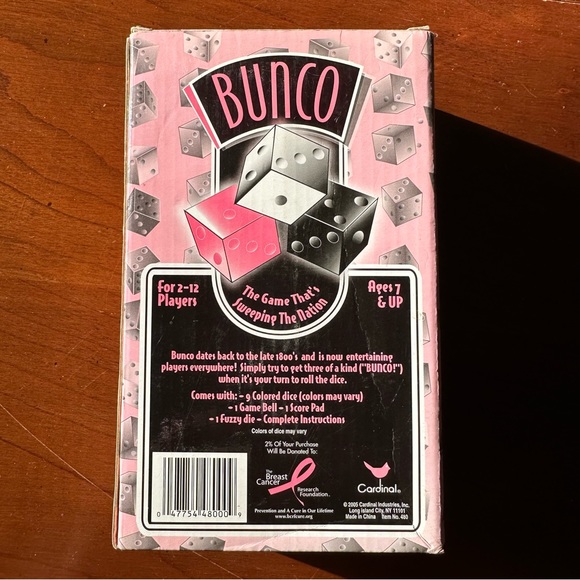 Bunco Social Dice Bell Fuzzy Die Party Game Cardinal Pink Edition 2005 - Picture 6 of 7